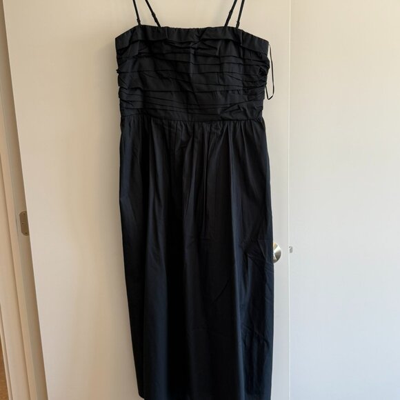 BNWT Abercrombie Strapless/Spaghetti Strap Poplin Midi Dress, Black - Picture 1 of 3